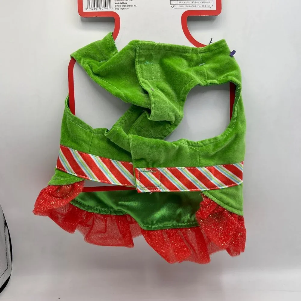 Holiday Party Dress Dog Small Green Red Christmas Bow Ruffle Hem Small Breed